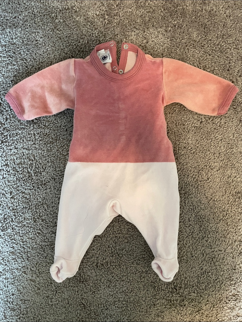 Petit Bateau Pink and White Baby One-Piece Sleepsuit